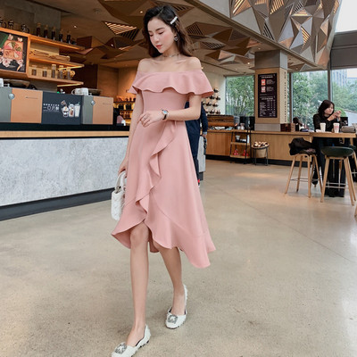 Rochie de dama moderna model asimetric cu umerii goi