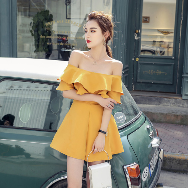 Modern női overall csupasz váll - széles modell