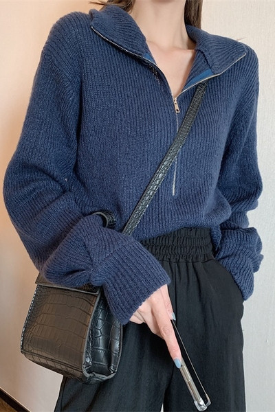 Pulover de dama lat cu fermoar