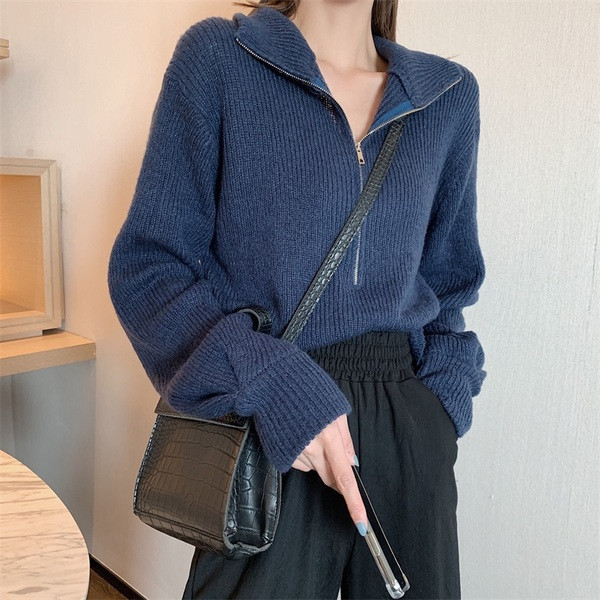 Pulover de dama lat cu fermoar