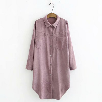 Moderna ženska duga košulja s klasičnom kragnom, dugim rukavima i džepovima