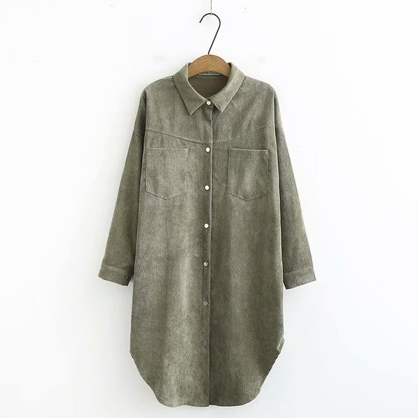 Moderna ženska duga košulja s klasičnom kragnom, dugim rukavima i džepovima