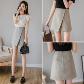 Jauna modeļa sieviešu svītraini svārki ar augstu vidukli - asimetrisks modelis