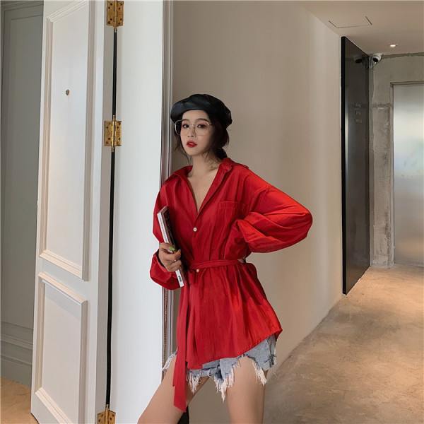 Lai tasku ja vööga naiste särk