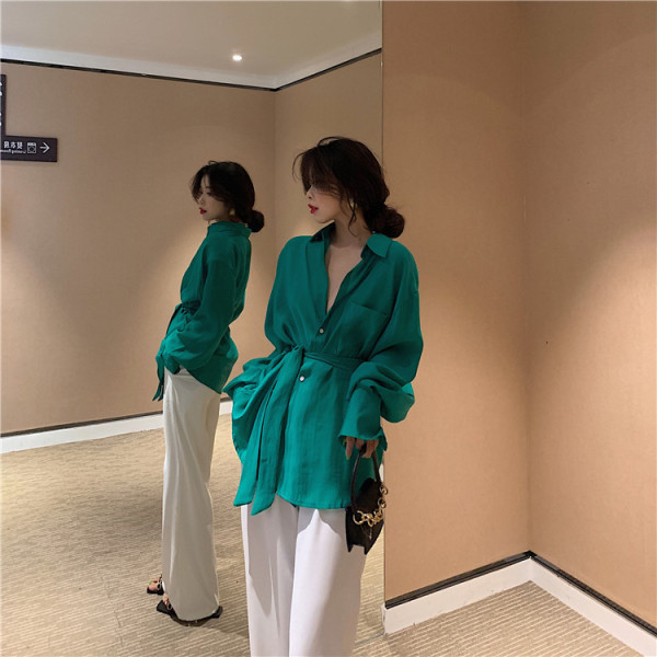 Lai tasku ja vööga naiste särk