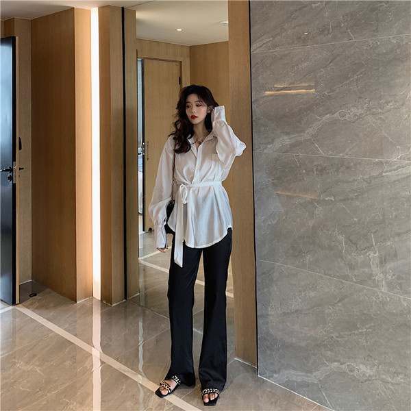 Lai tasku ja vööga naiste särk