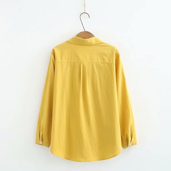 Camasa larga dama casual cu broderie si guler clasic