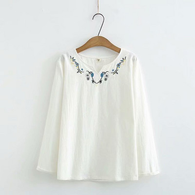 Női alkalmi blúz széles modell hímzéssel