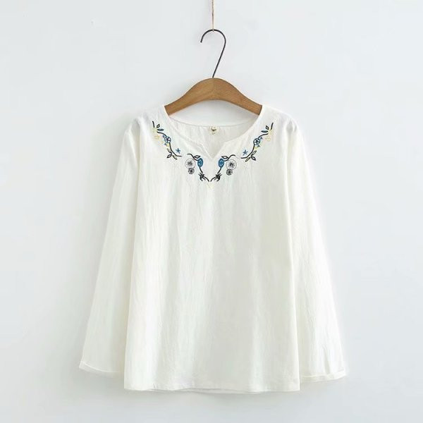 Női alkalmi blúz széles modell hímzéssel