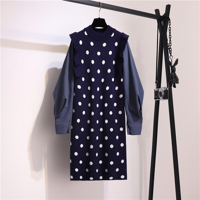 Rochie tricotata model nou cu maneci lungi