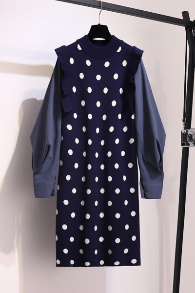 Rochie tricotata model nou cu maneci lungi