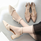 Sandale de dama din piele model ascutit cu toc gros