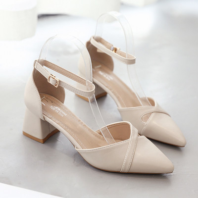 Sandale de dama din piele model ascutit cu toc gros