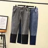 Laisvalaikiai moteriški ilgi džinsai su aukštu juosmeniu paprasto modelio