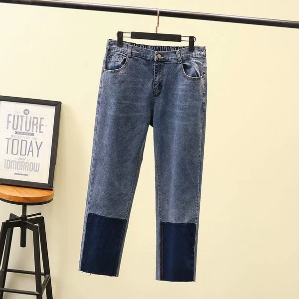 Laisvalaikiai moteriški ilgi džinsai su aukštu juosmeniu paprasto modelio