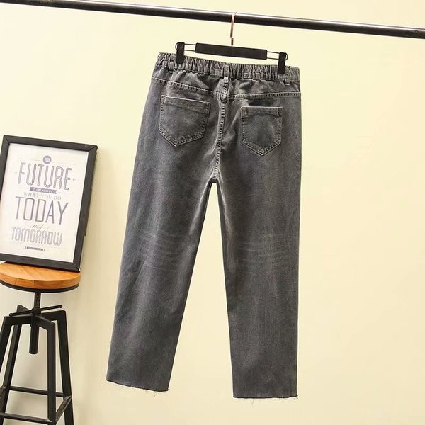 Laisvalaikiai moteriški ilgi džinsai su aukštu juosmeniu paprasto modelio