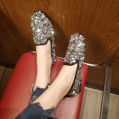 Pantofi de dama cu talpa plate si paiete