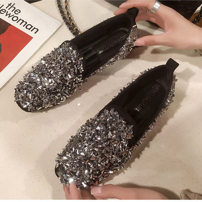 Pantofi de dama cu talpa plate si paiete