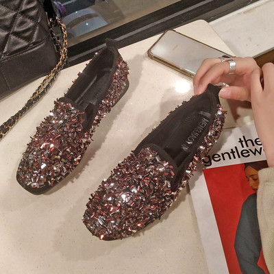 Pantofi de dama cu talpa plate si paiete