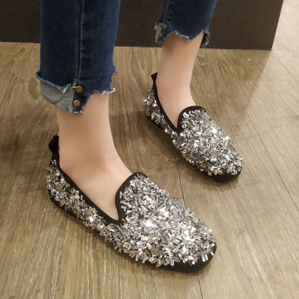 Pantofi de dama cu talpa plate si paiete