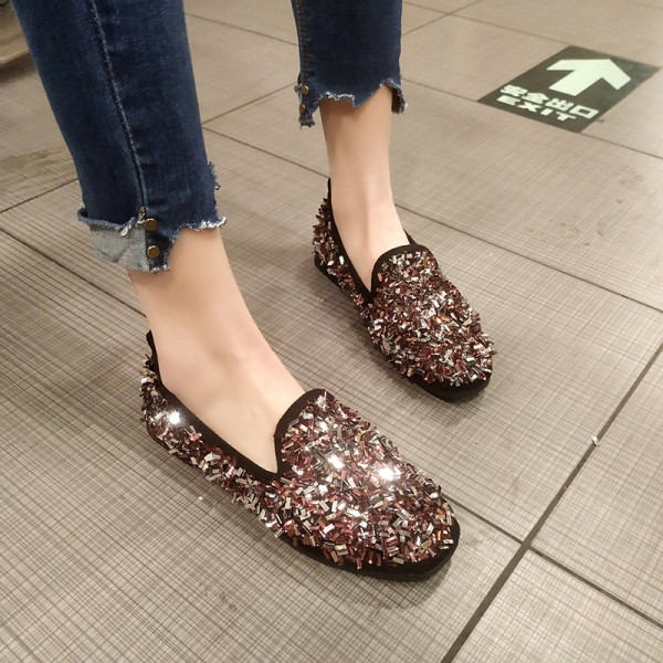 Pantofi de dama cu talpa plate si paiete