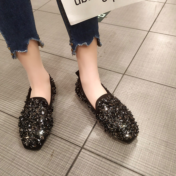 Pantofi de dama cu talpa plate si paiete