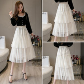 Piegriezuma modeļa sieviešu svārki ar tillu un mežģīnēm - A-līnija