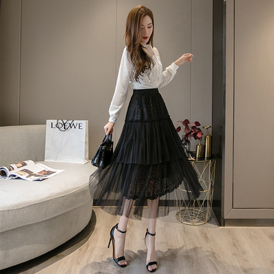 Piegriezuma modeļa sieviešu svārki ar tillu un mežģīnēm - A-līnija