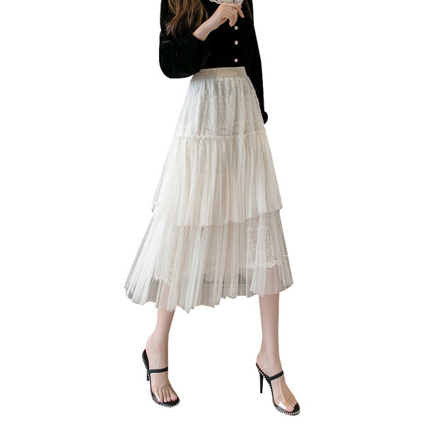 Piegriezuma modeļa sieviešu svārki ar tillu un mežģīnēm - A-līnija