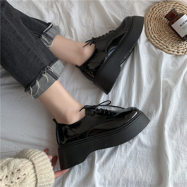 Pantofi casual dama din piele ecologica cu talpa inalta