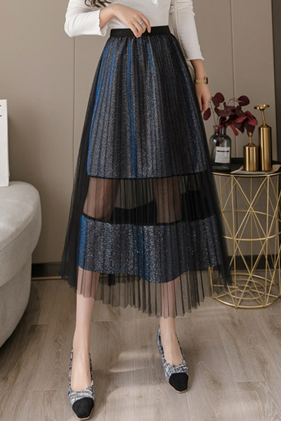 Moteriškas sijono kirpimo modelis aukštu juosmeniu ir A linija