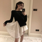 Rochie modernă de damă asimetrică cu mâneci lungi