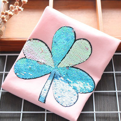 Paprasti vaikiški marškinėliai mergaitėms su blizgučiais ir trumpomis rankovėmis