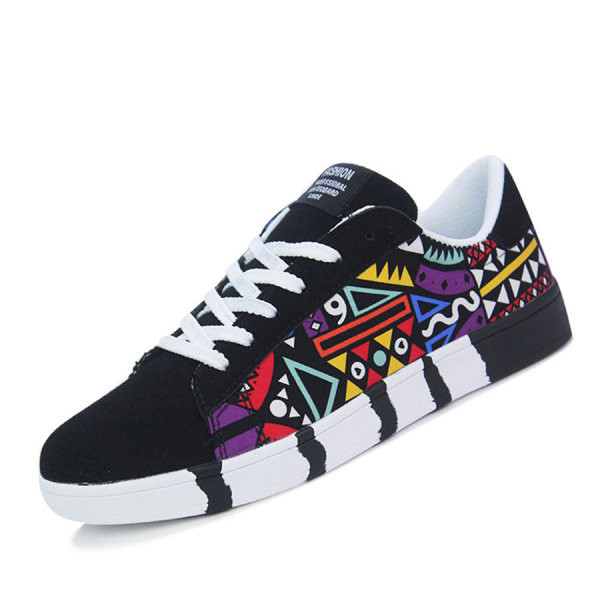 Modernas vīriešu kedas no eko zamšādas ar krāsainu rakstu