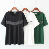 Įprasti moteriški marškinėliai su ovalia iškirpte ir trumpomis rankovėmis