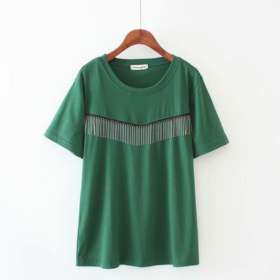 Įprasti moteriški marškinėliai su ovalia iškirpte ir trumpomis rankovėmis