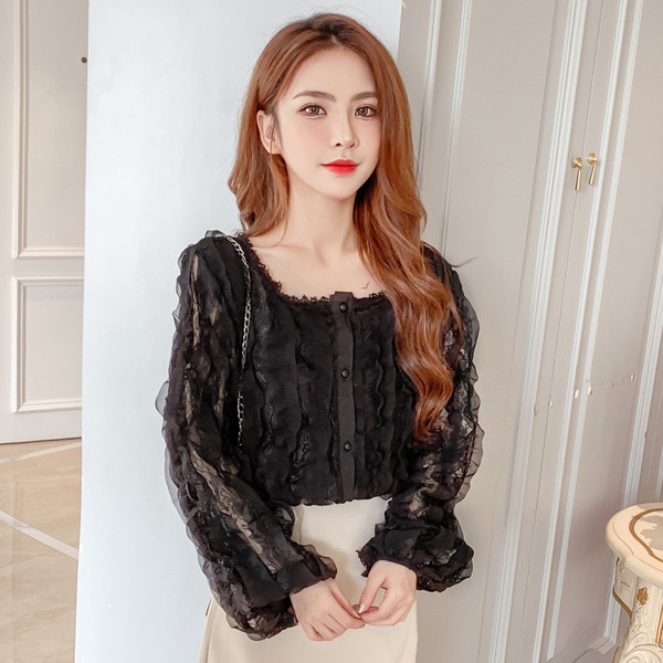 Moderna ženska košulja s okruglim izrezom i dugim rukavima