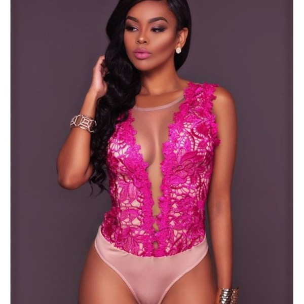 Elegants sieviešu bodijs ar tillu un mežģīnēm