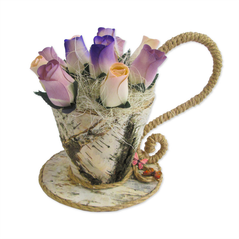 Рози от дърво в кашпа