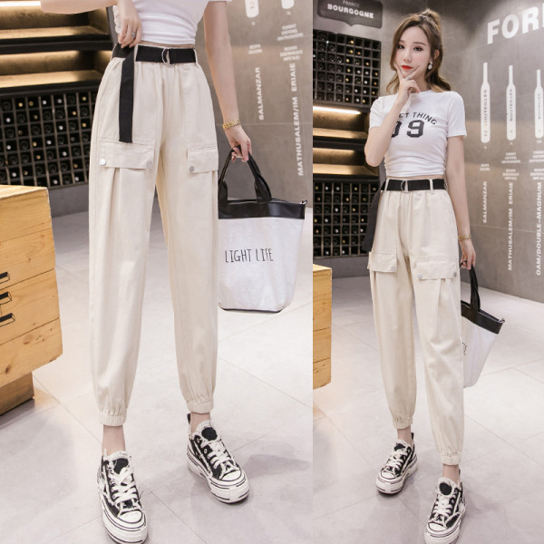 Női alkalmi nadrág alacsony derékkal és zsebekkel