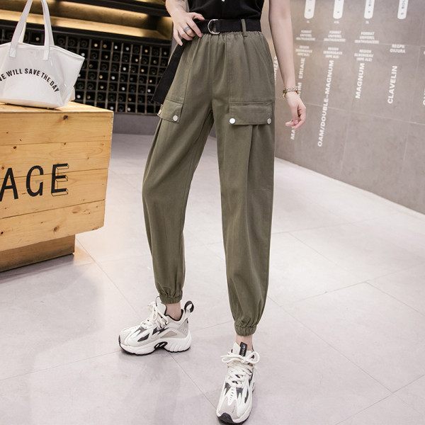 Női alkalmi nadrág alacsony derékkal és zsebekkel