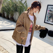 Ženska aktualna traper jakna s poluvisokim širokim ovratnikom