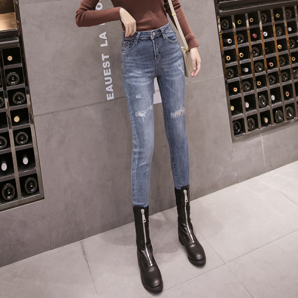 Ikdienas sieviešu džinsi ar augstu vidukli Slim modelis
