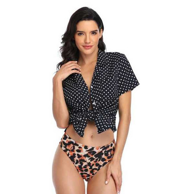 Naujo modelio dviejų dalių maudymosi kostiumėlis su marškinių viršumi