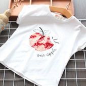 Vaikiški laisvalaikio marškinėliai su blizgučiais ir ovalia iškirpte