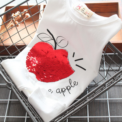 Vaikiški laisvalaikio marškinėliai su blizgučiais ir ovalia iškirpte