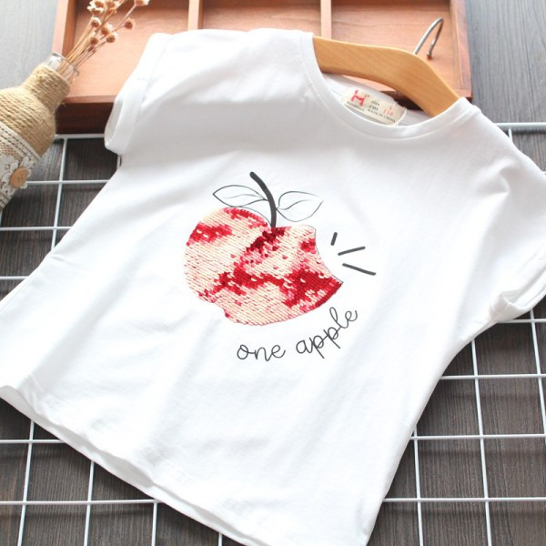 Vaikiški laisvalaikio marškinėliai su blizgučiais ir ovalia iškirpte