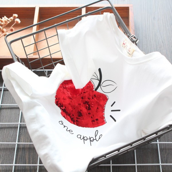 Vaikiški laisvalaikio marškinėliai su blizgučiais ir ovalia iškirpte