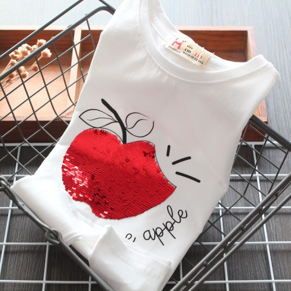 Vaikiški laisvalaikio marškinėliai su blizgučiais ir ovalia iškirpte