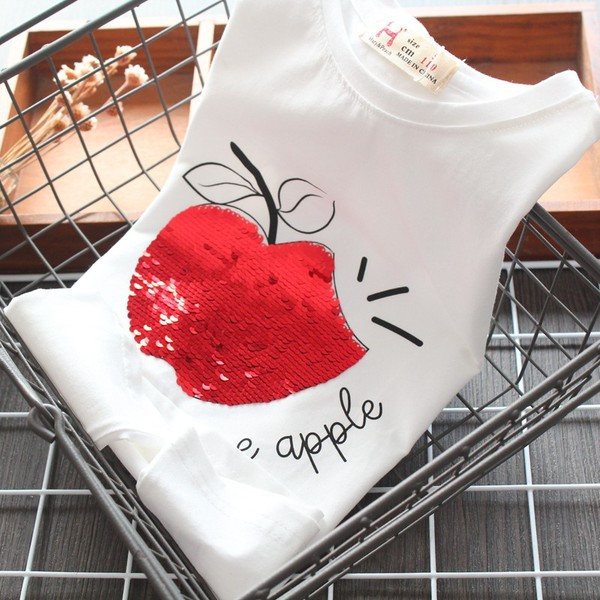 Vaikiški laisvalaikio marškinėliai su blizgučiais ir ovalia iškirpte